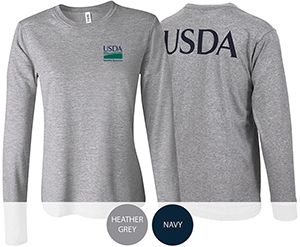 Women's Long Sleeve Cotton T-Shirt with USDA on Back